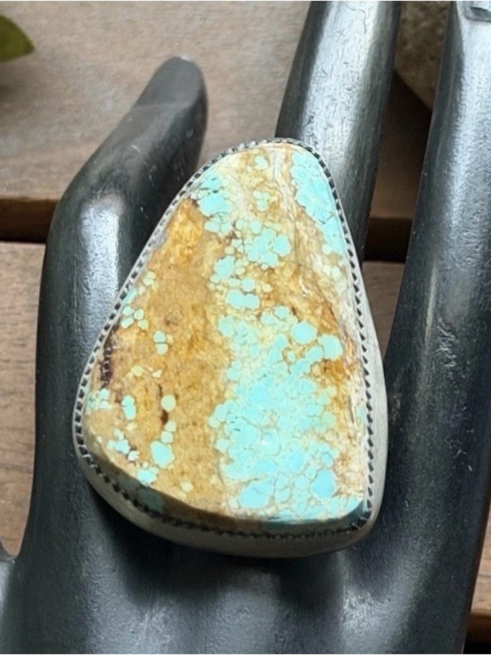 Navajo Native Sterling Silver Number 8 Turquoise Adjustable Ring Leslie Nez Gift